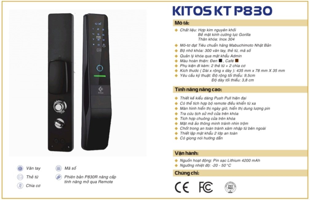 Thông số kỹ thuật Kitos P830