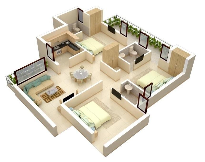 Top thiết kế căn hộ chung cư 70m2 3 phòng ngủ đẹp - hiện đại
