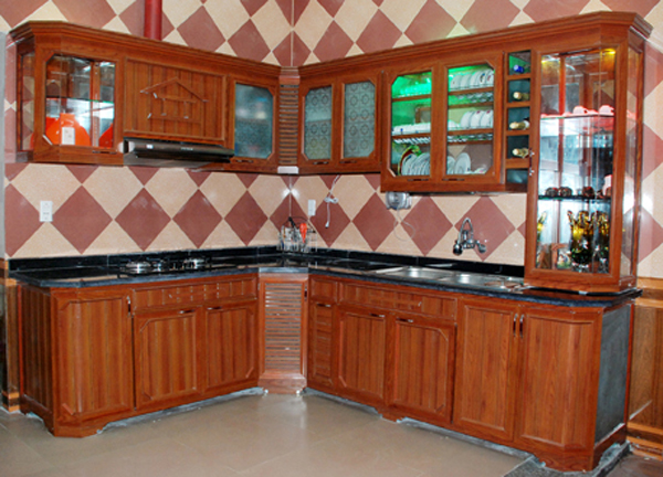 Tủ bếp nhôm kính treo tường đẹp hiện đại