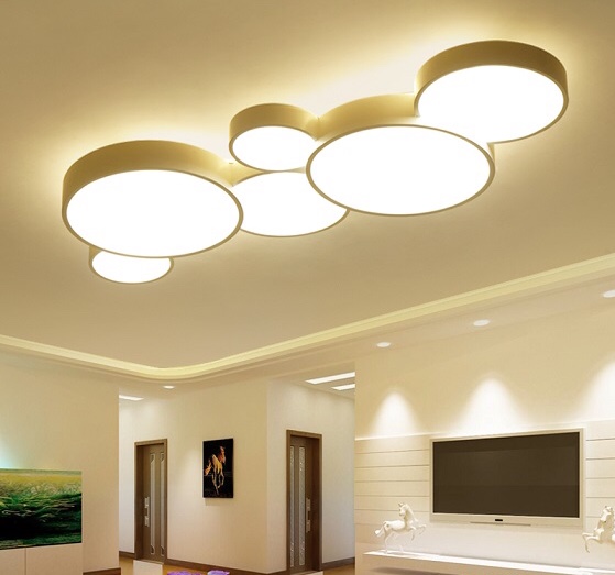 đèn LED ốp trần phòng khách đẹp đơn giản hiện đại