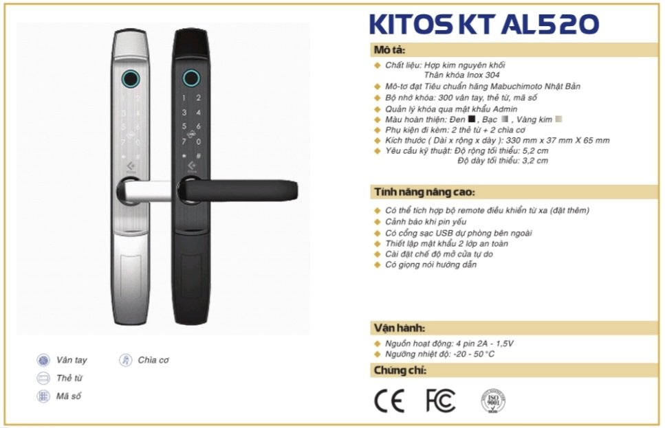 thông số kỹ thuật Kitos AL520
