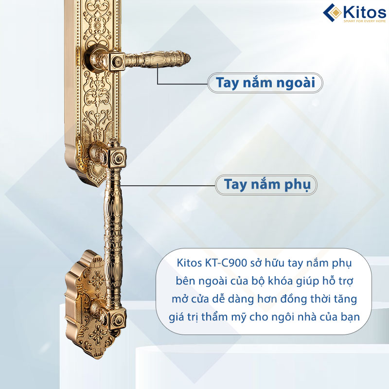 Khóa vân tay tân cổ điển Kitos KT-C900 mạ vàng 24k