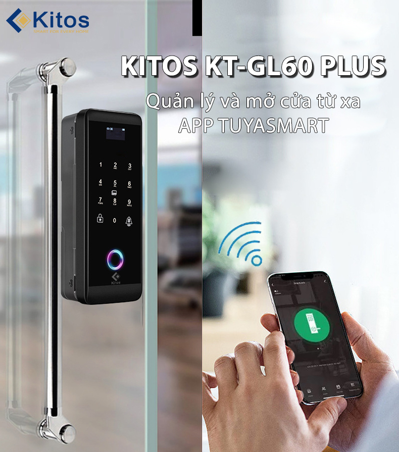 Khoá vân tay cửa kính Kitos KT-GL60-plus